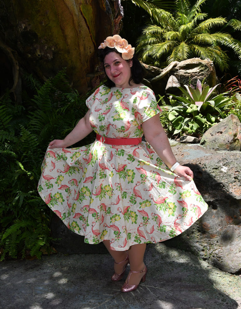 Retro style flamingo dress using Simplicity 9286